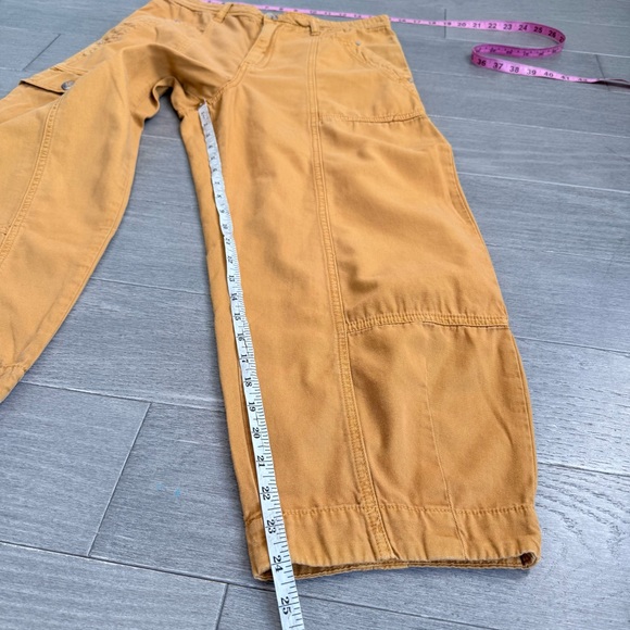 Anthropologie Brendan Utility Pants 8 Mustard Cargo Barrel Ankle High Rise Pants - Picture 16 of 16